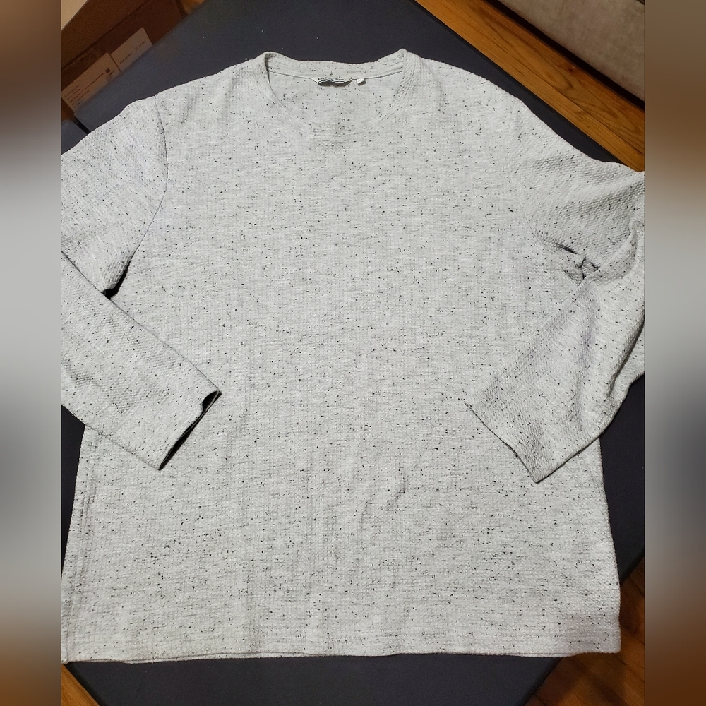 English Laundry Men's Waffle Knit Long Sleeve Pullover Gray Speckled XL